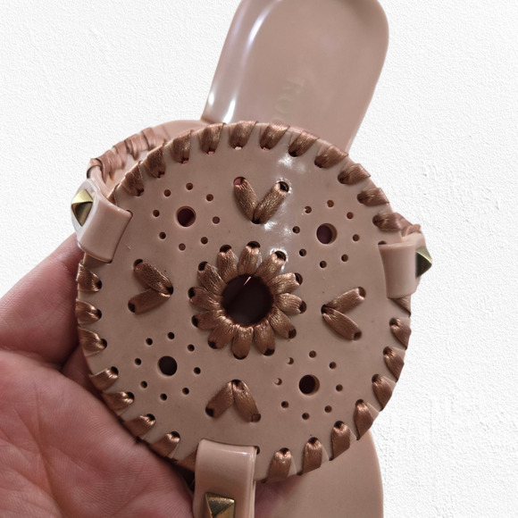 Jack Rogers Georgica Jelly Sandals Size 8 Blush Pink Rose Gold Thong Flip Flops - Picture 4 of 11